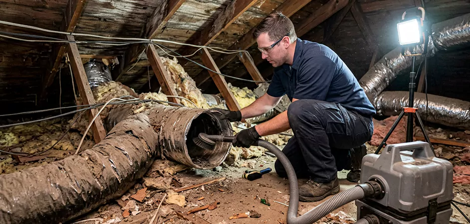 Storm-Damaged Attic Duct Cleaning in Abilene