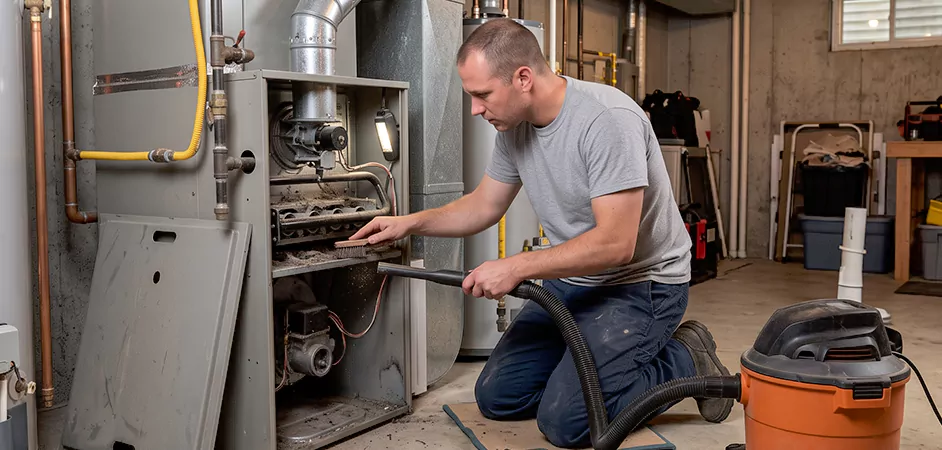 Burner and Heater Compartment Lint Removal in Abilene
